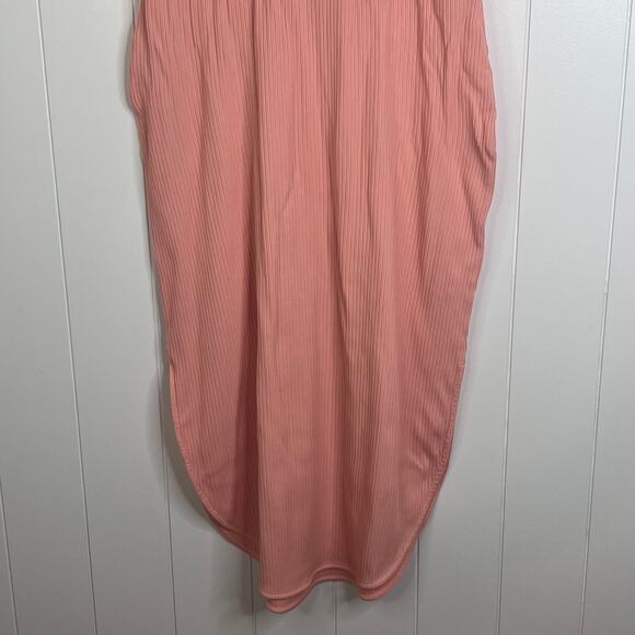 Anthropologie Daily Practice Ribbed Peach Short Sleeve Midi Dress SZ M - Picture 5 of 10